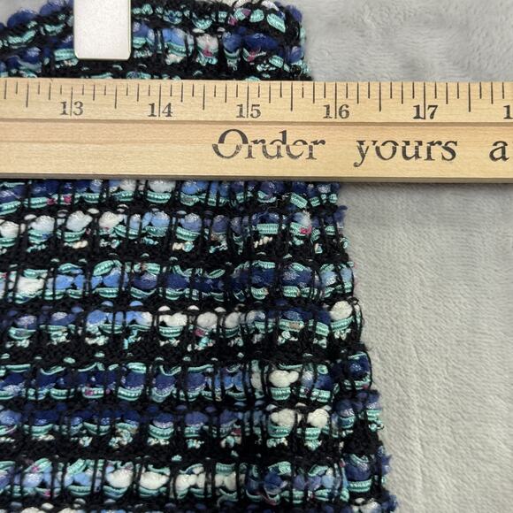 St John Skirt Womens 8 Blue Black Tweed Boucle Knit Wool Blend Classic Stretch - Picture 9 of 14